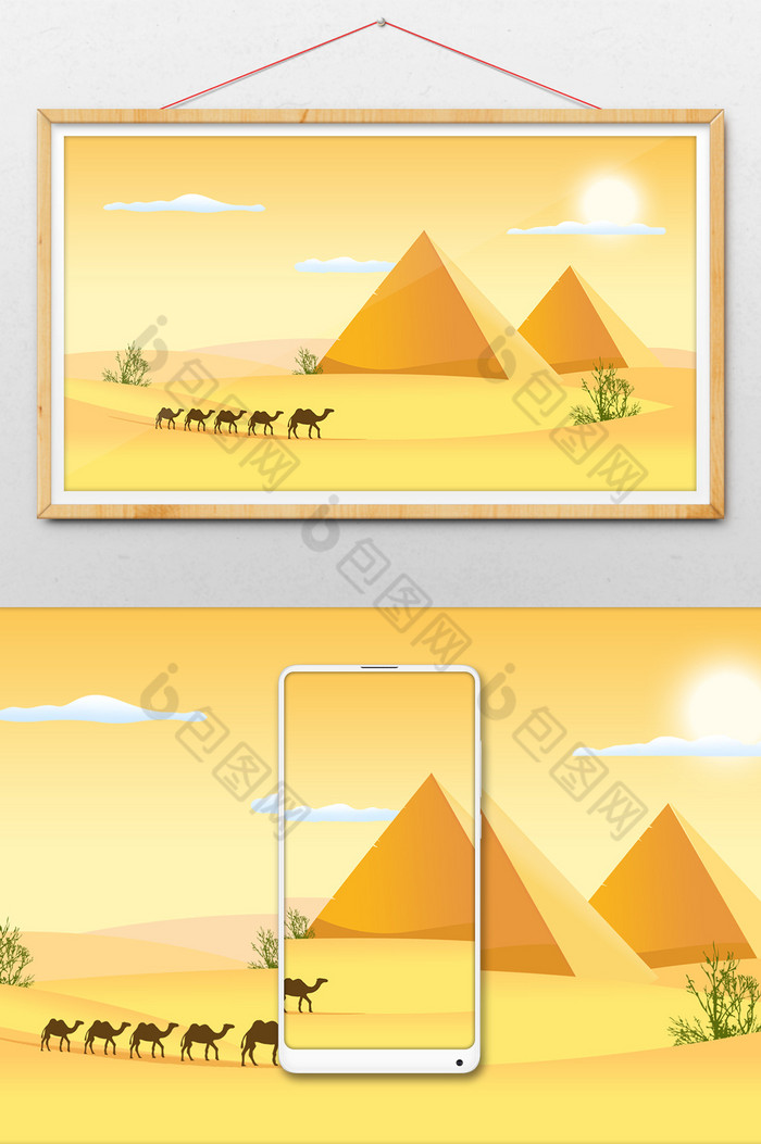 沙漠背景插画背景展板背景图片