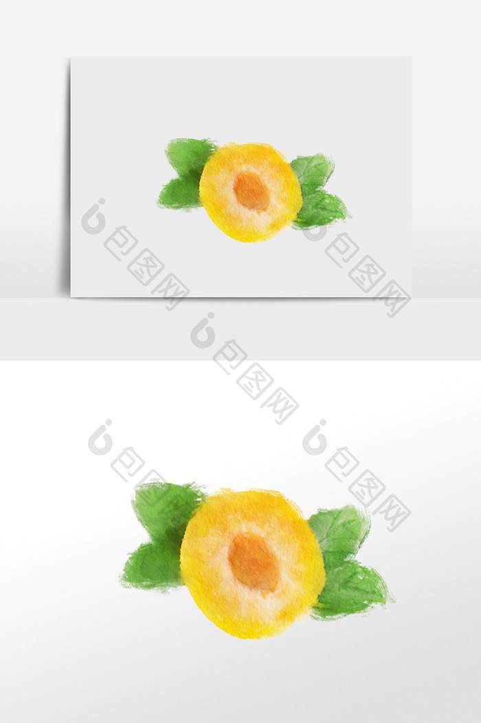 水彩手绘水果素材水彩黄桃