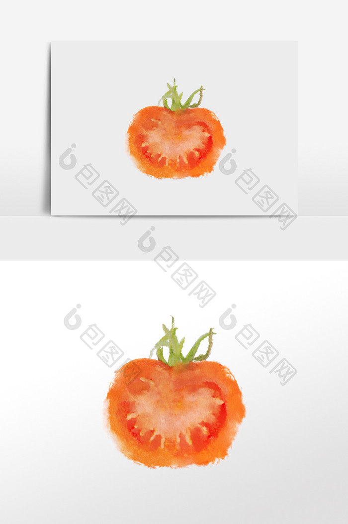 水彩手绘水果元素水彩西红柿