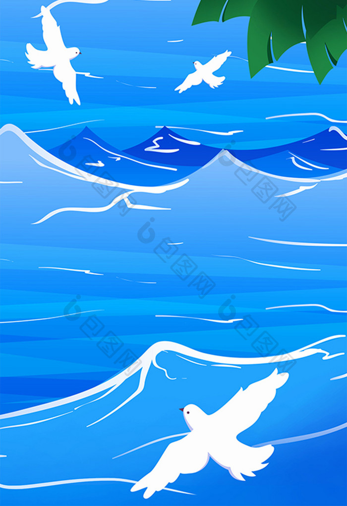 大海海燕插画背景设计
