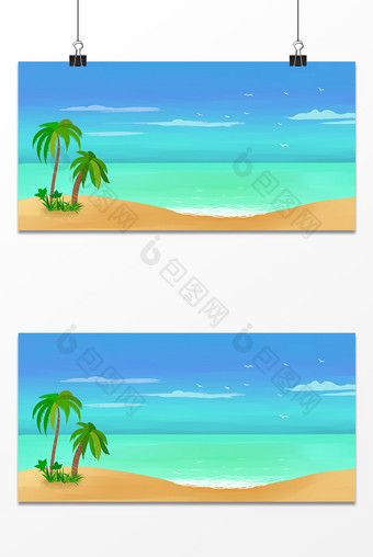 沙滩椰子树旅游 设计背景图图片