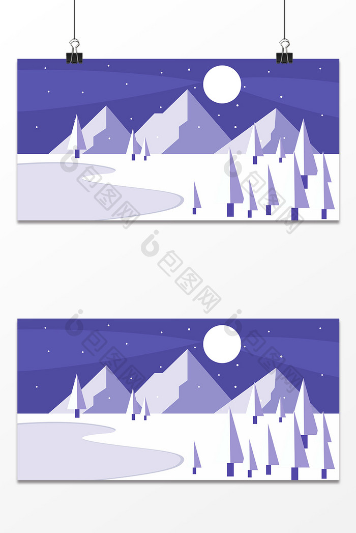 雪地月亮设计背景图