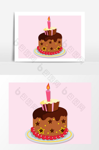 生日蛋糕庆祝手绘扁平图片