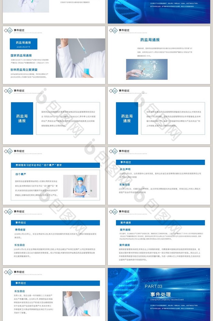 蓝色长春长生生物问题疫苗事件PPT模板