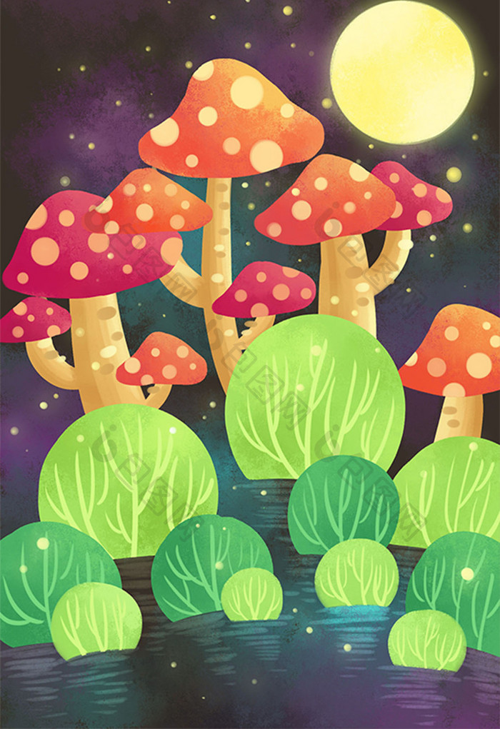 卡通蘑菇植物背景
