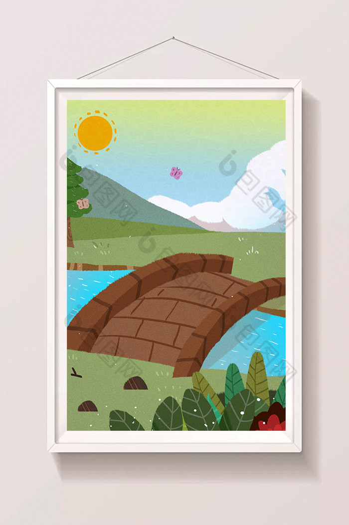 河流小桥风景图片