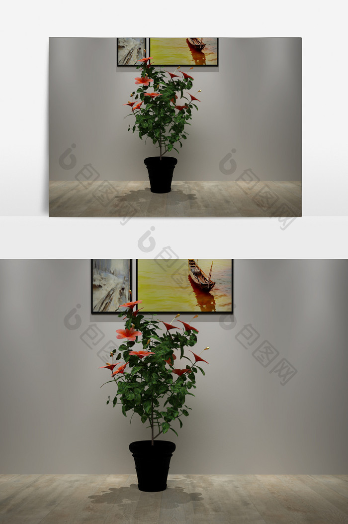 绿色花卉植物3D模型