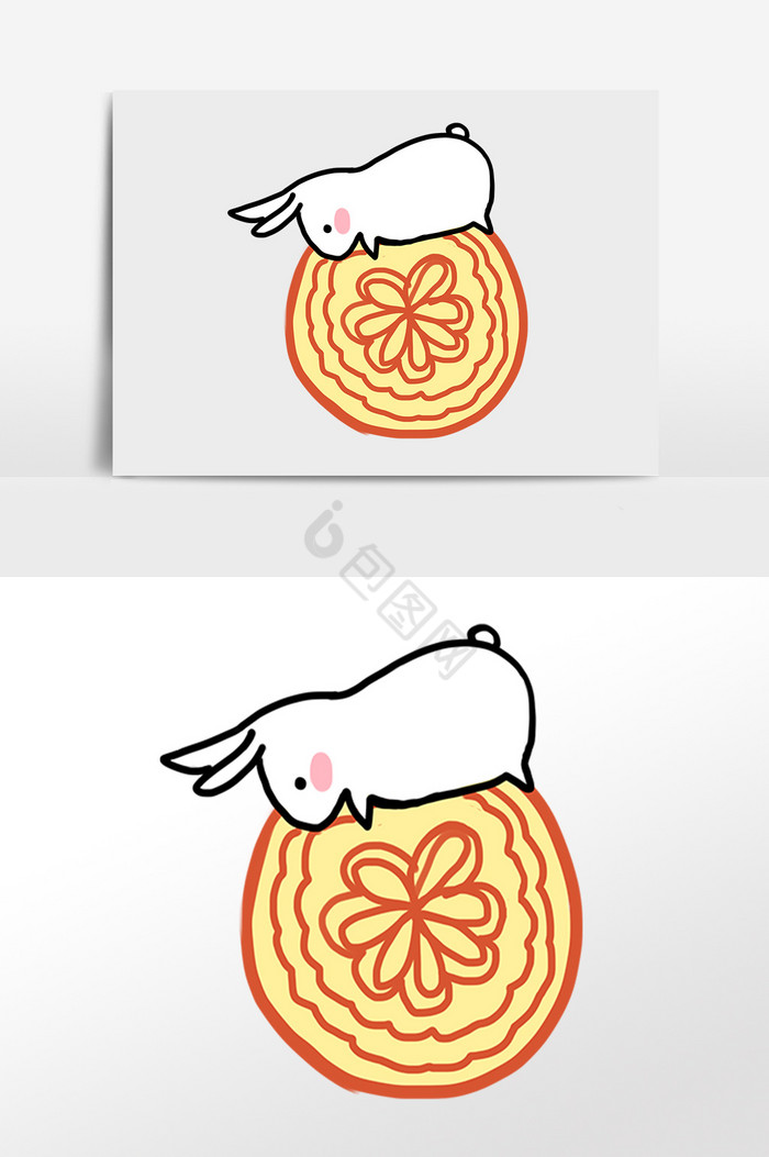 中秋节吃月饼插画图片