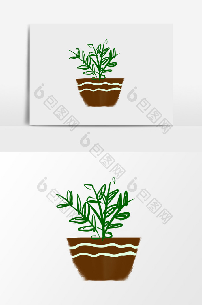 手绘卡通盆栽花盆植物 图片下载 包图网
