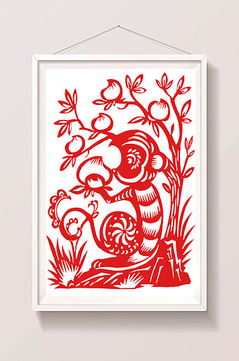 中国传统十二生肖剪纸候插画图片