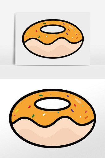 卡通小清新手绘甜甜圈食物食材元素插画图片