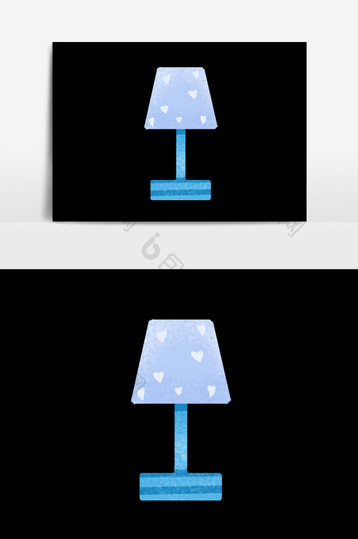 卡通手绘蓝色免扣台灯