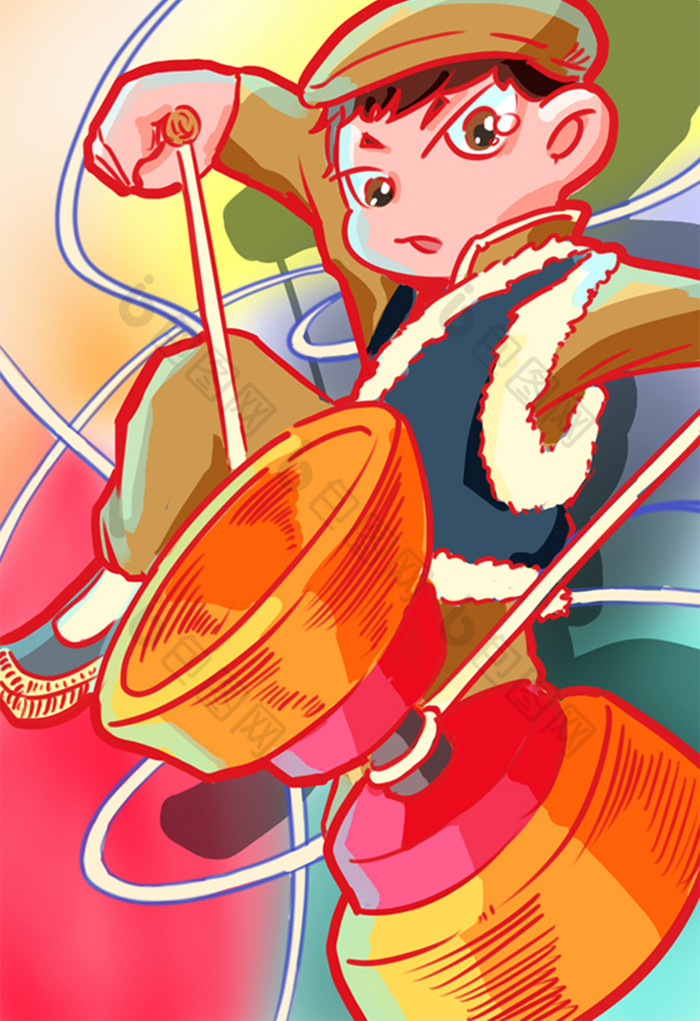 中国之空竹插画