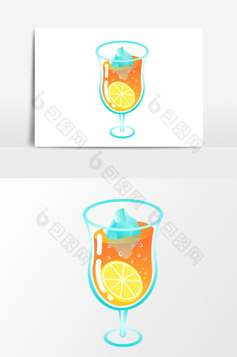 夏日柠檬红茶卡通手绘矢量元素图片