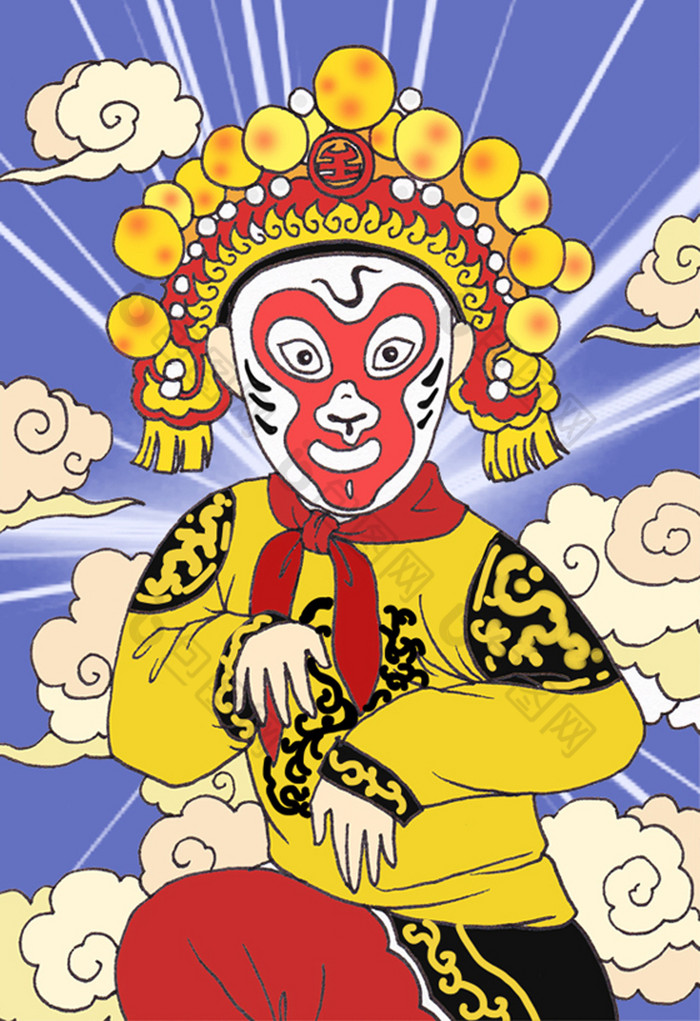 京剧人物孙悟空q版插画