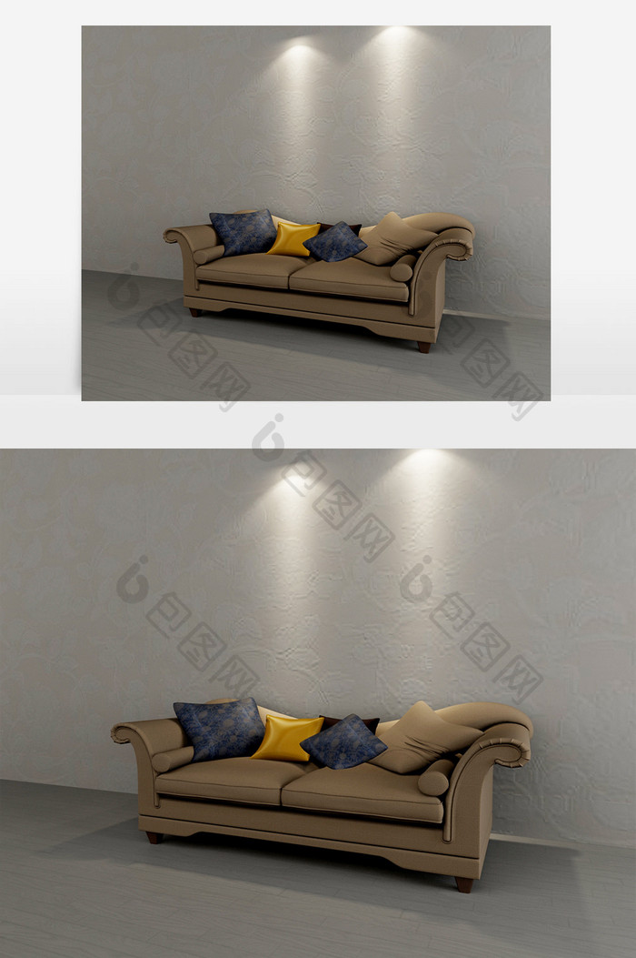新古典风格的三人沙发max