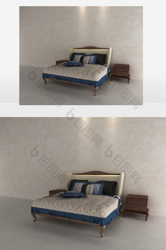 美式古典风格双人床