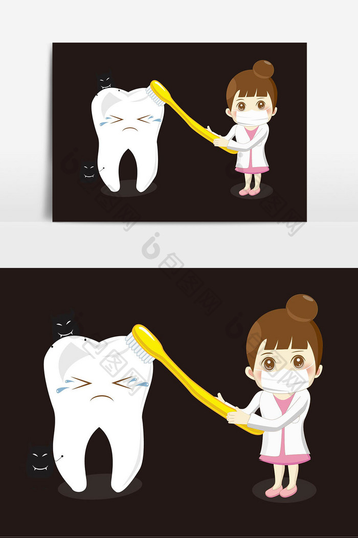 保护牙齿人物插画