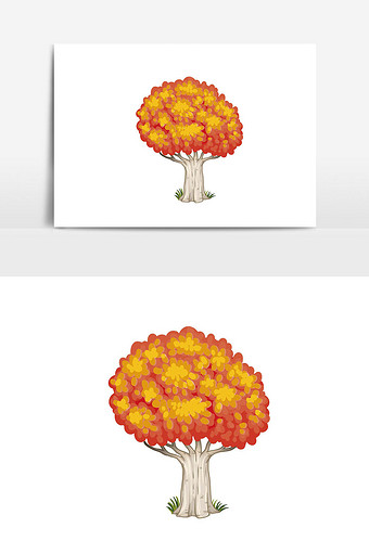 卡通秋季树木插画图片