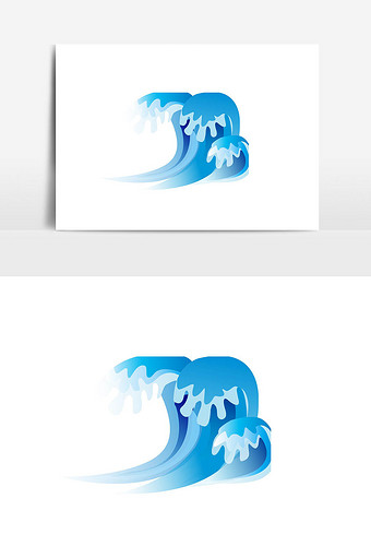 蓝色海浪素材插画图片
