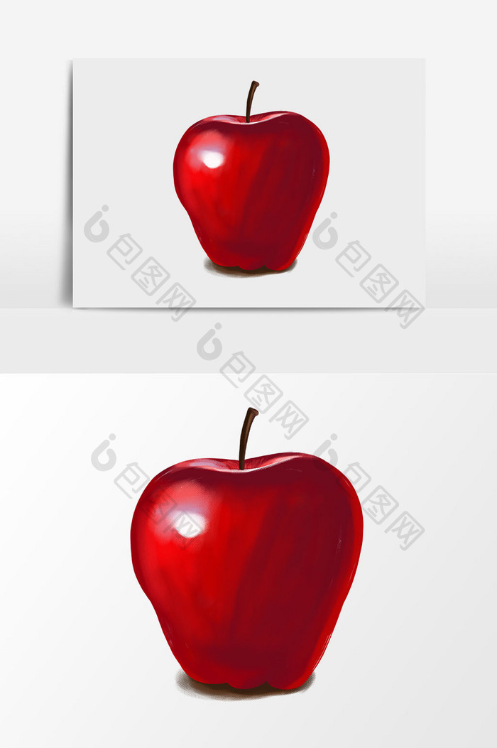 手绘可口的大红苹果