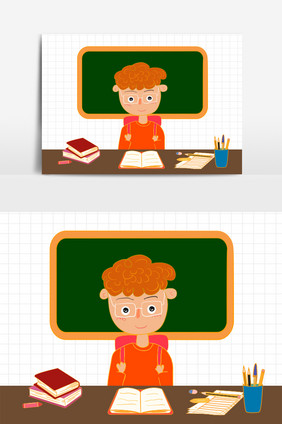 卡通教育新学期上学学生人物矢量元素