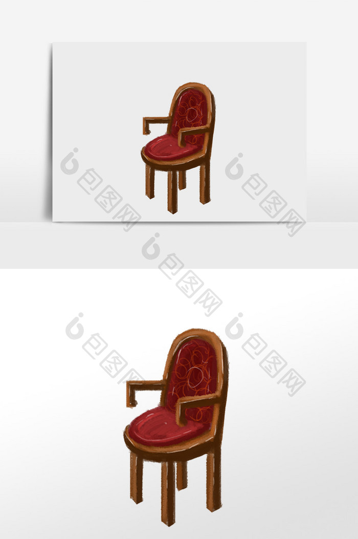 复古红色椅子插画素材