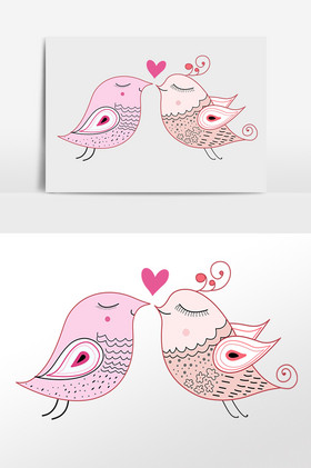 七夕情人节比翼鸟插画