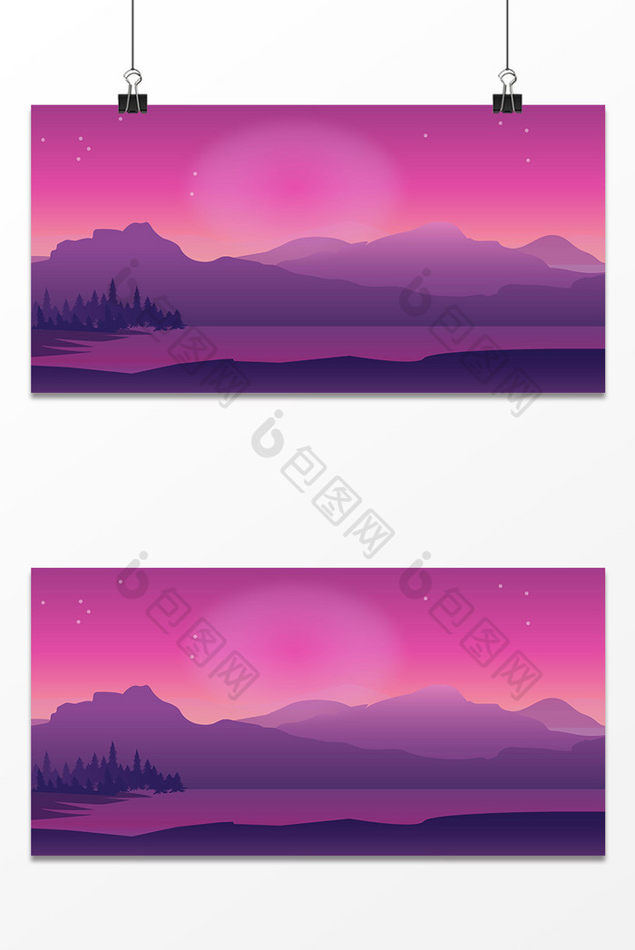 紫色大山设计背景