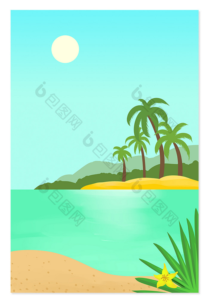 海滩植物设计背景图