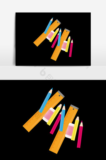 铅笔尺子设计元素图片