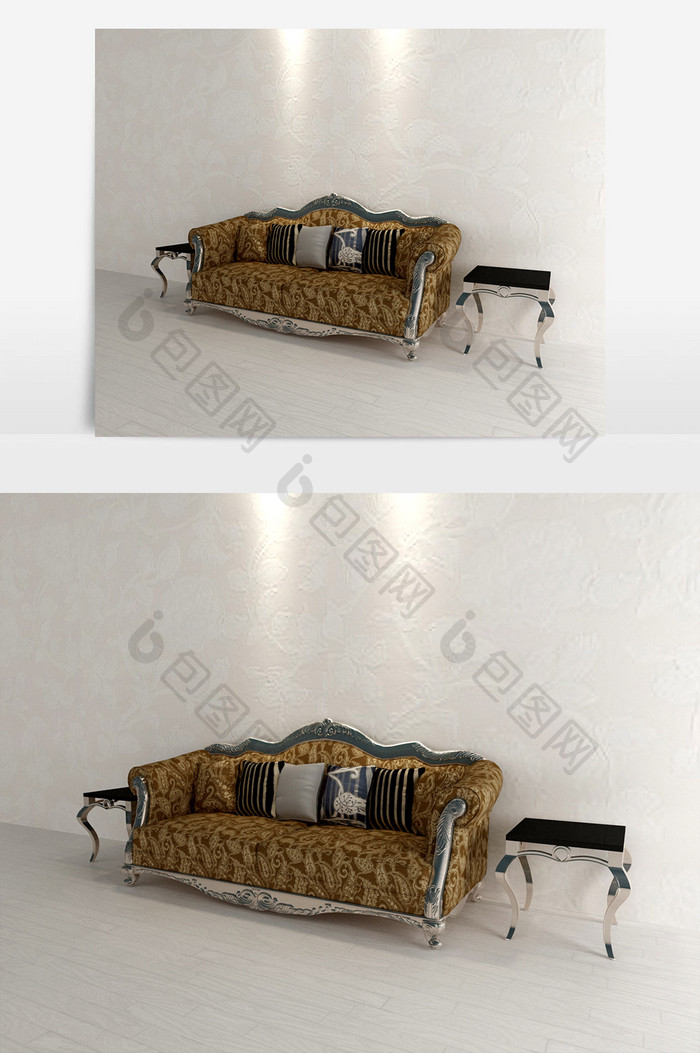 新古典风格的三人沙发模型