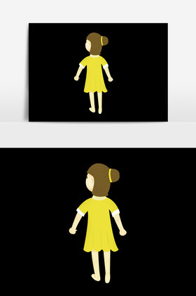 卡通女孩背影图片