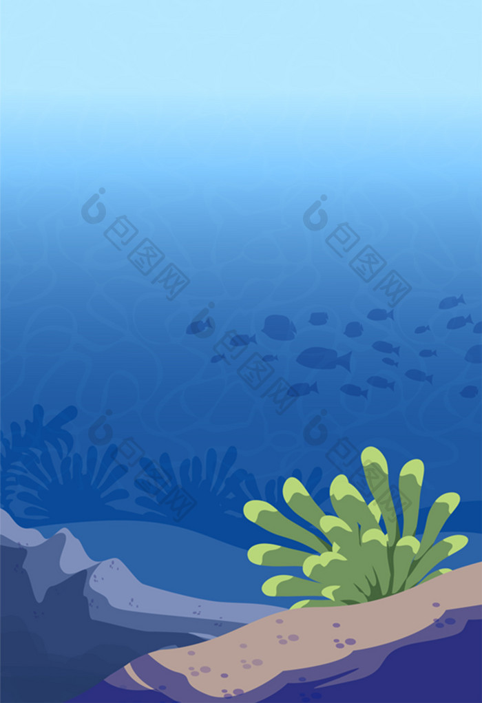 卡通深海世界海洋背景插画素材