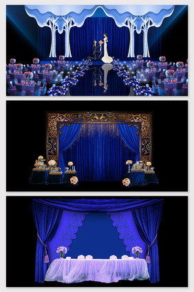 蓝色高端现代婚礼场景模型