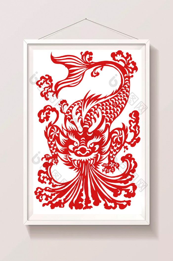 中国风传统神兽剪纸插画