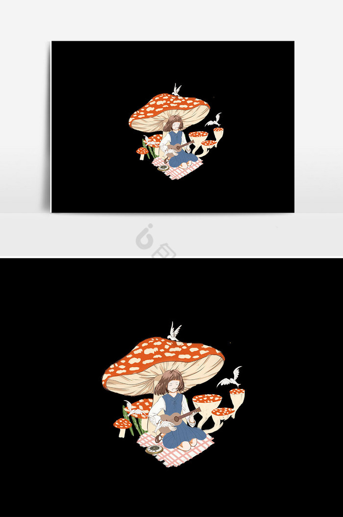 夏日蘑菇插画图片