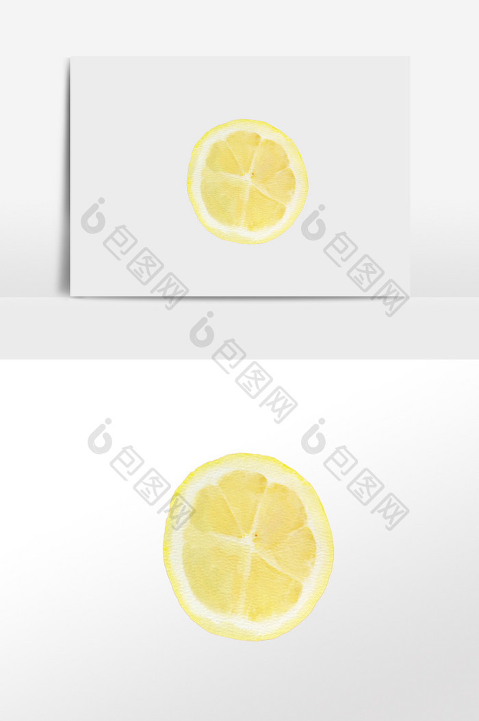 水彩手绘水果水彩切面柠檬