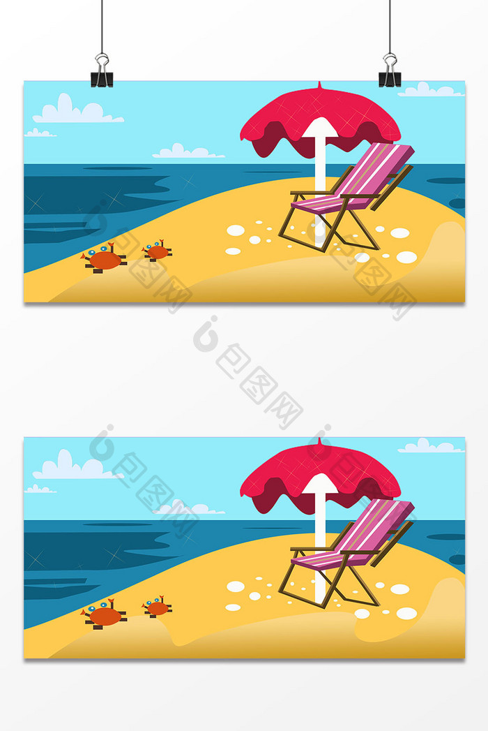 椅子海滩设计背景图