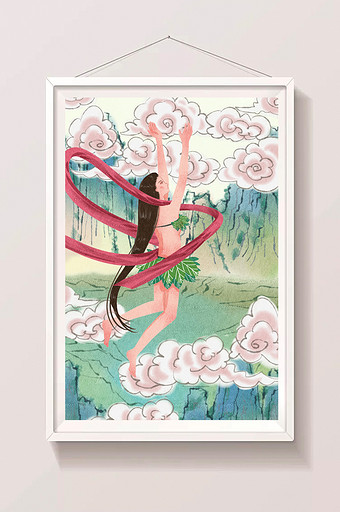 中国风中国传统文化女娲补天插画图片