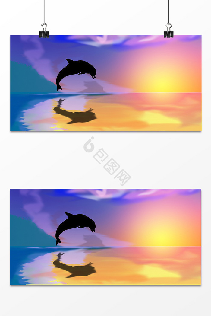 海豚黄昏自然图片
