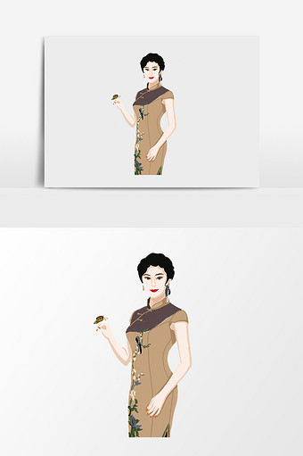 中国风古代旗袍美女图片