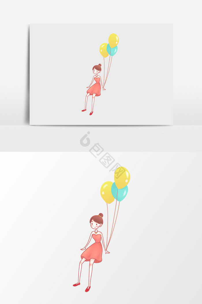 气球少女图片