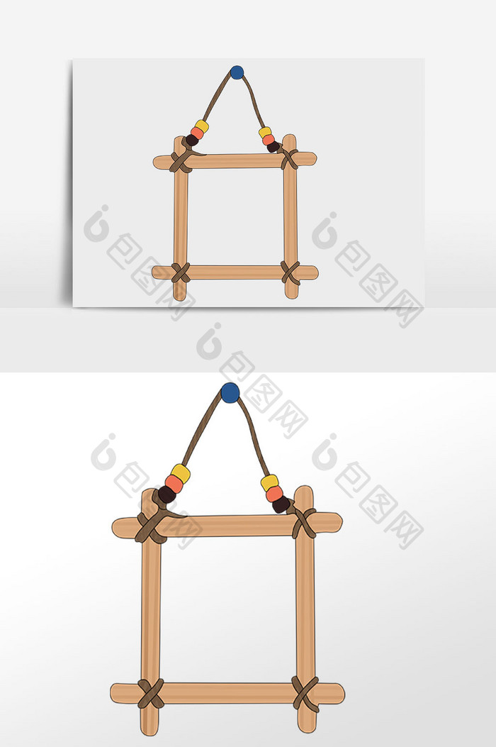 手绘简洁木条边框插画元素