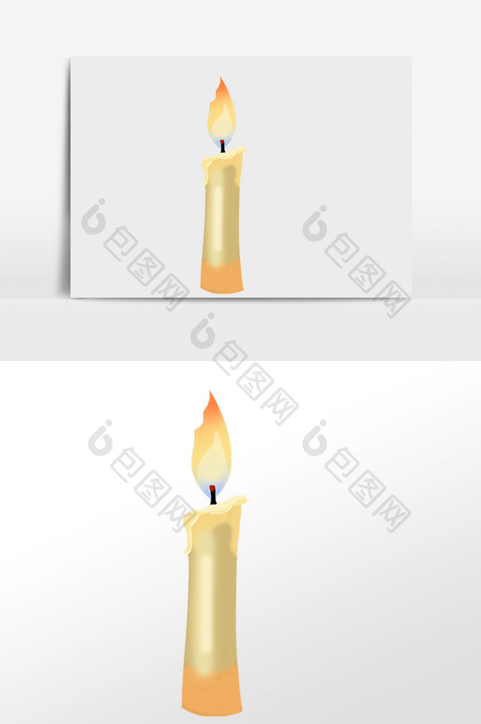 手绘燃烧的蜡烛插画元素