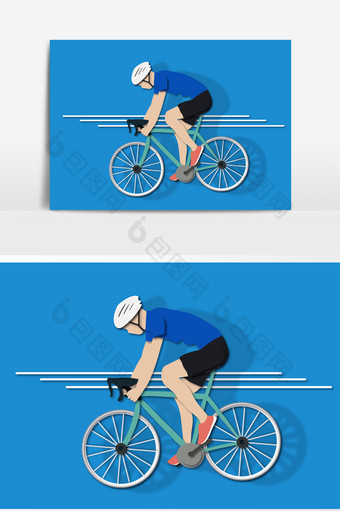 剪纸风扁平自行车运动图片