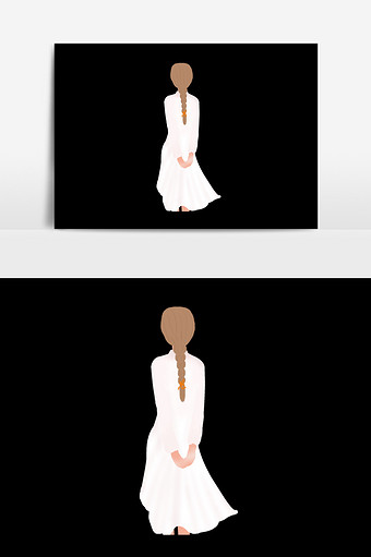 白色裙子少女插画图片