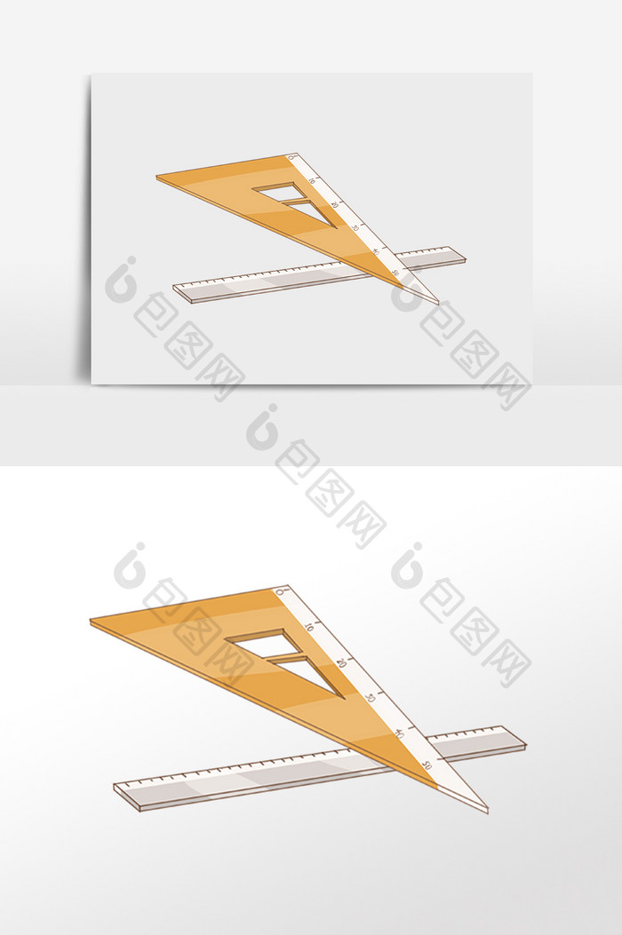 教师节教具直尺三角尺插画元素