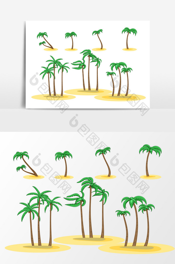 夏日沙滩椰子树棕榈树矢量素材