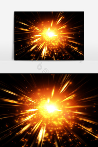 金黄色爆炸光效设计元素图片